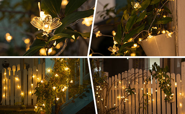 🌞 Solar Bee String Lights 33ft / 10M, 50 LEDs