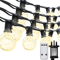 G40 Festoon Lights 30 Bulbs with Remote & Timer, 31ft Plug-in Vintage String Lights