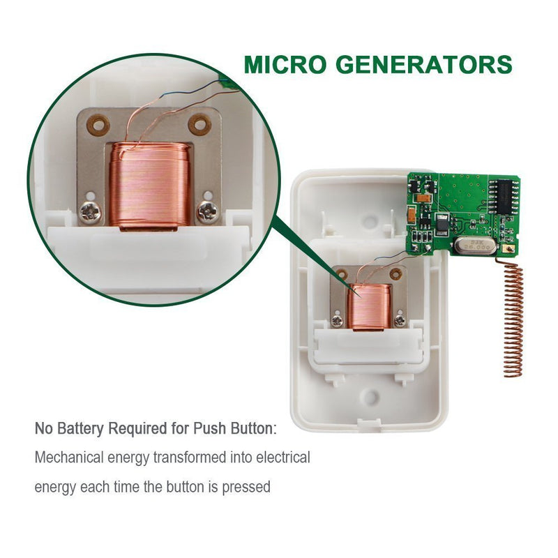 Wireless Doorbell Chime Kit - No Batteries Required